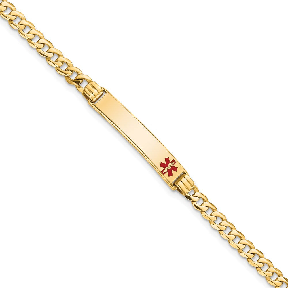 Massiv 14K Gelbgold Medizinisch Rot Emaille Panzer Glieder Id Armband