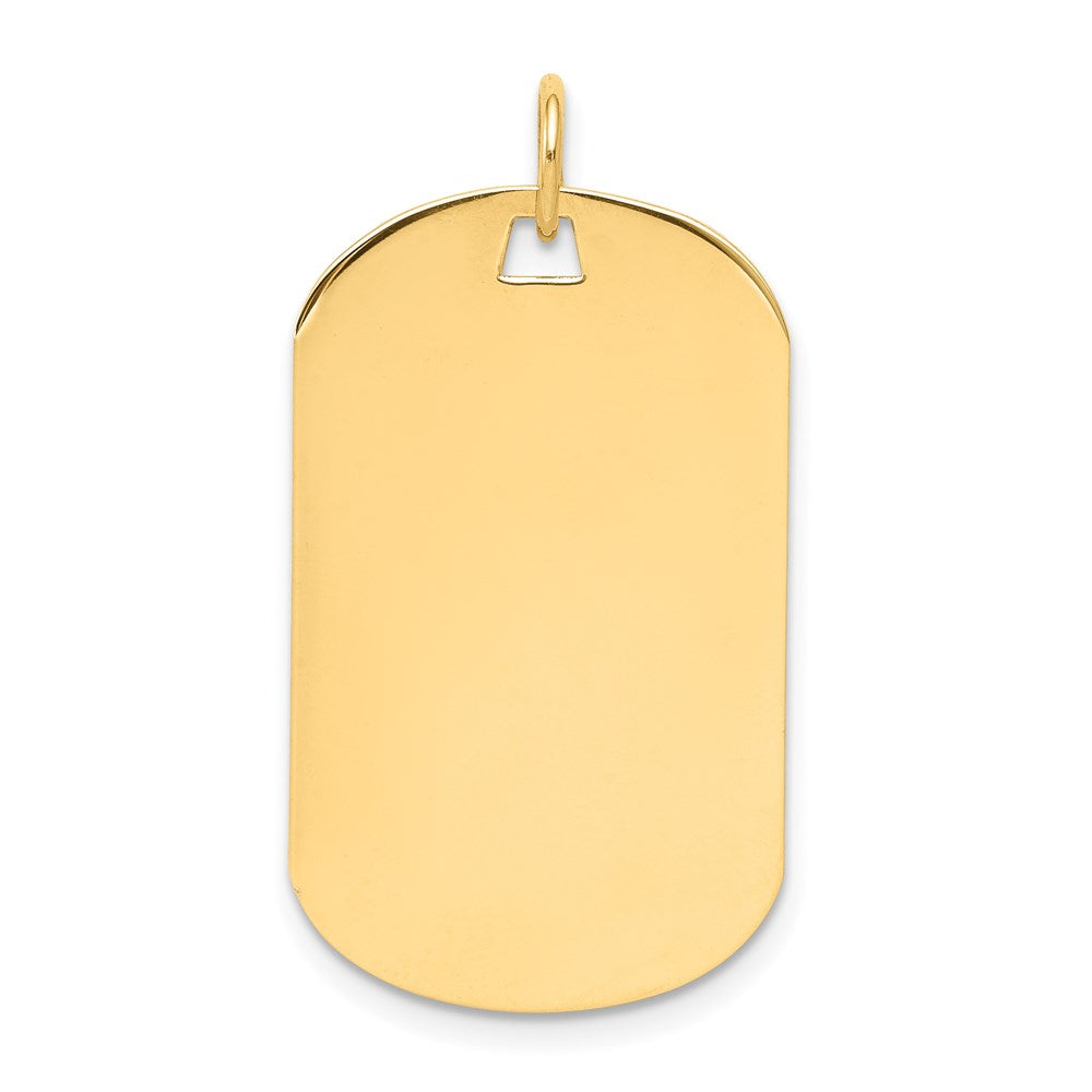 14K Gelbgold Schlicht Gravierbar Erkennungsmarke Plättchen Charm
