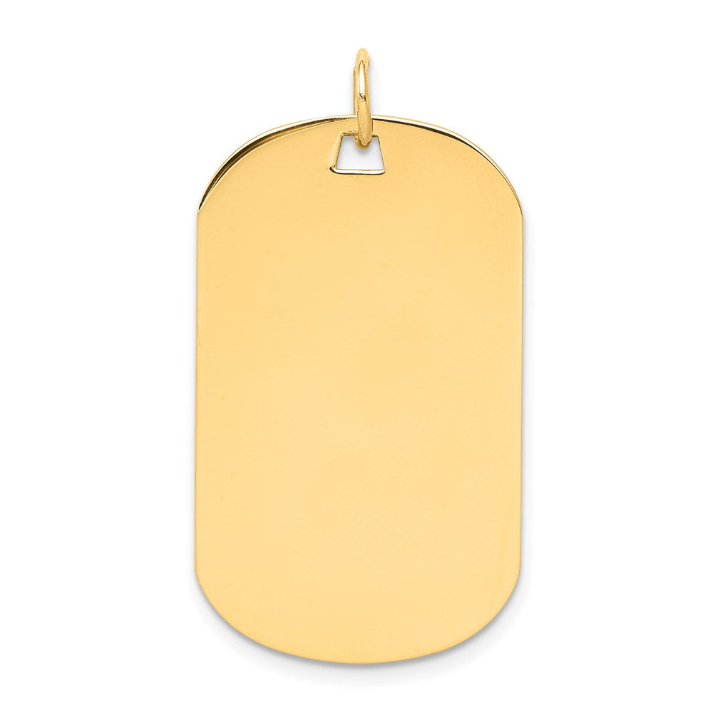 14K Gelbgold Schlicht Gravierbar Erkennungsmarke Plättchen Charm