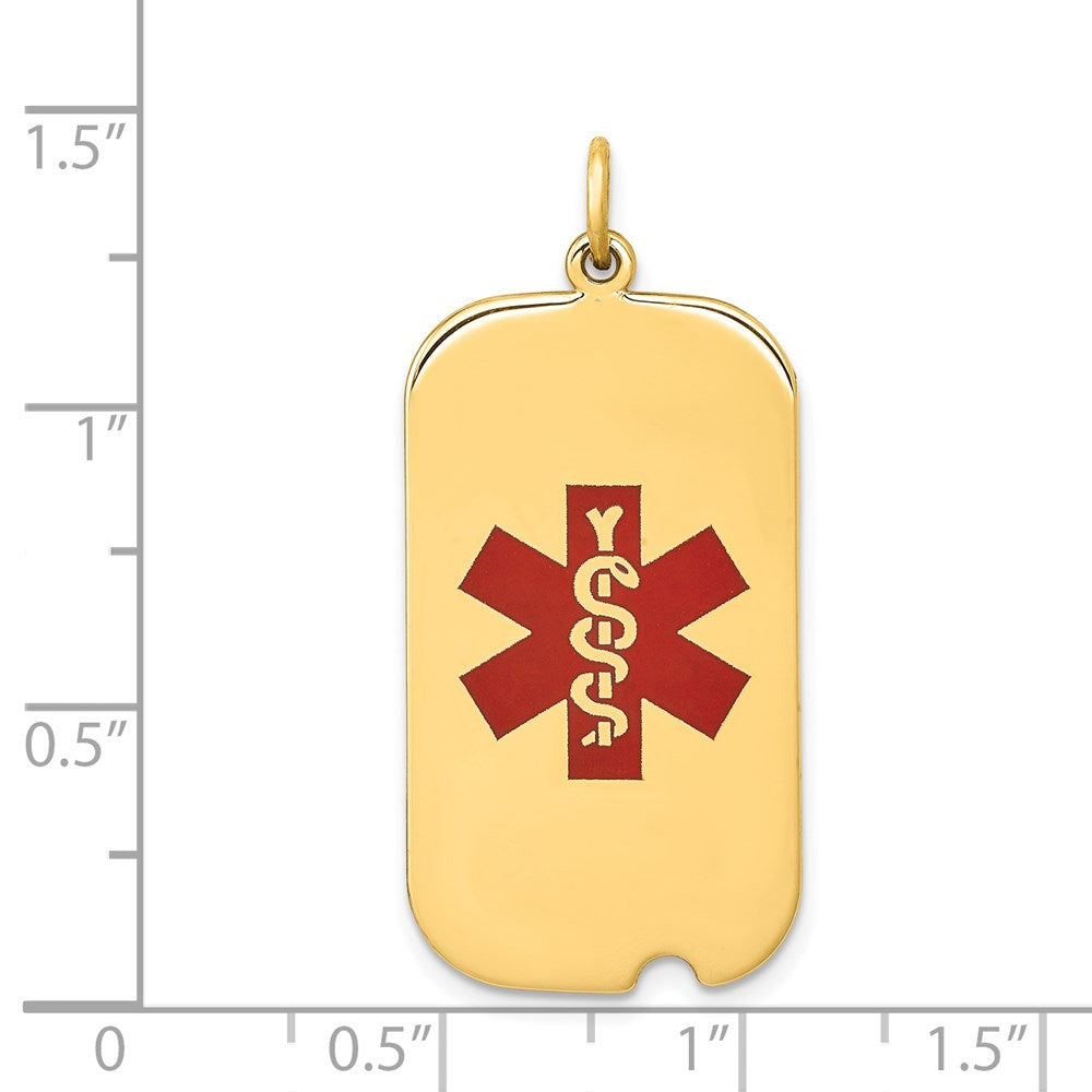 14K Gelbgold Anhänger mit rotem Emaille-Medizinschmuck-Symbol