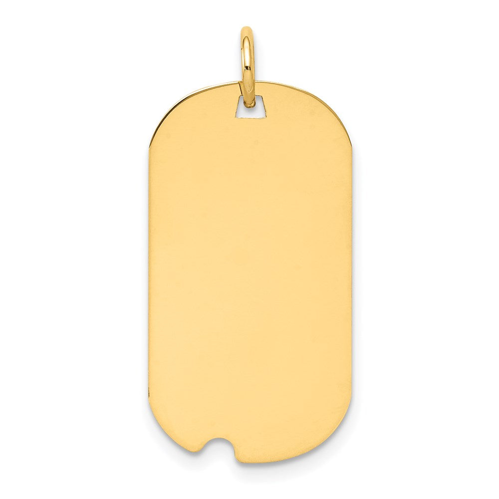14K Gelbgold Schlicht Gravierbar Erkennungsmarke mit Notch Plättchen Charm