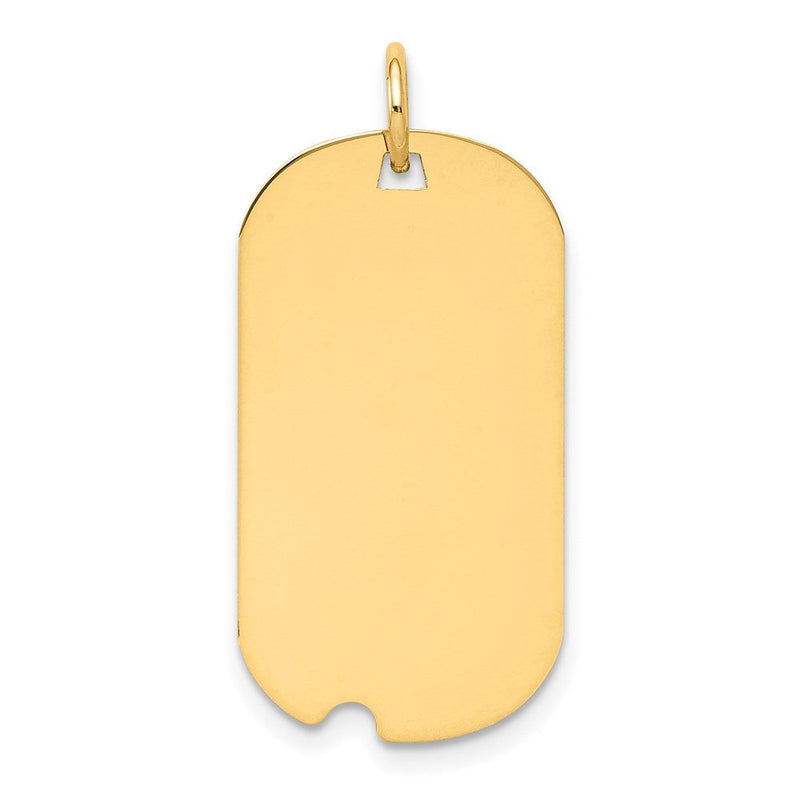 14K Gelbgold Schlicht Gravierbar Erkennungsmarke mit Notch Plättchen Charm