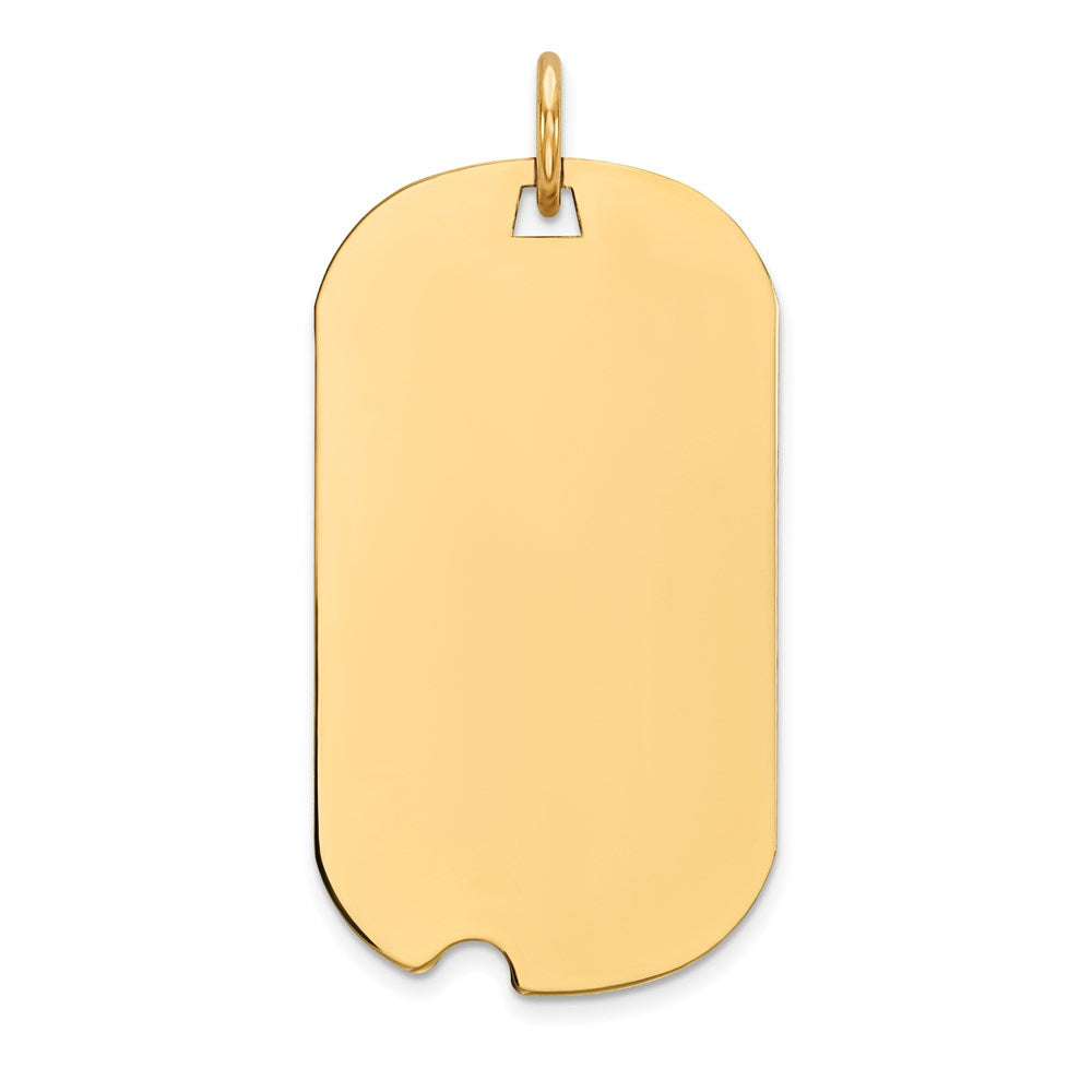 14K Gelbgold Schlicht Gravierbar Erkennungsmarke mit Notch Plättchen Charm