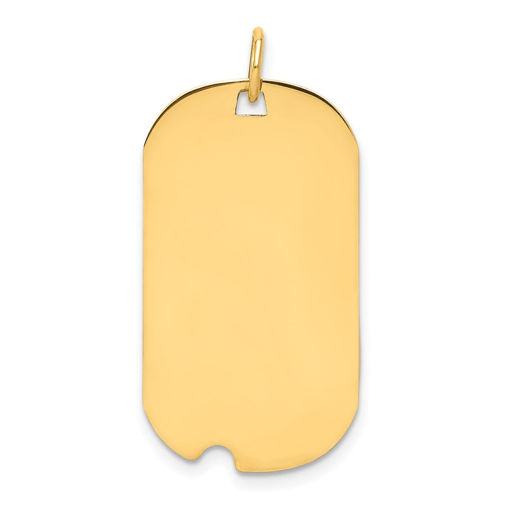 14K Gelbgold Schlicht Gravierbar Erkennungsmarke mit Notch Plättchen Charm