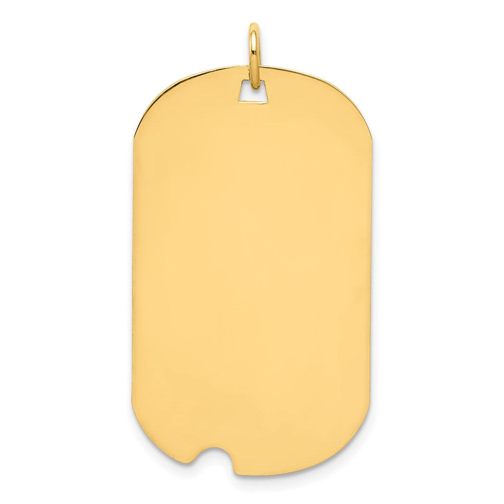 14K Gelbgold Schlicht Gravierbar Erkennungsmarke mit Notch Plättchen Charm