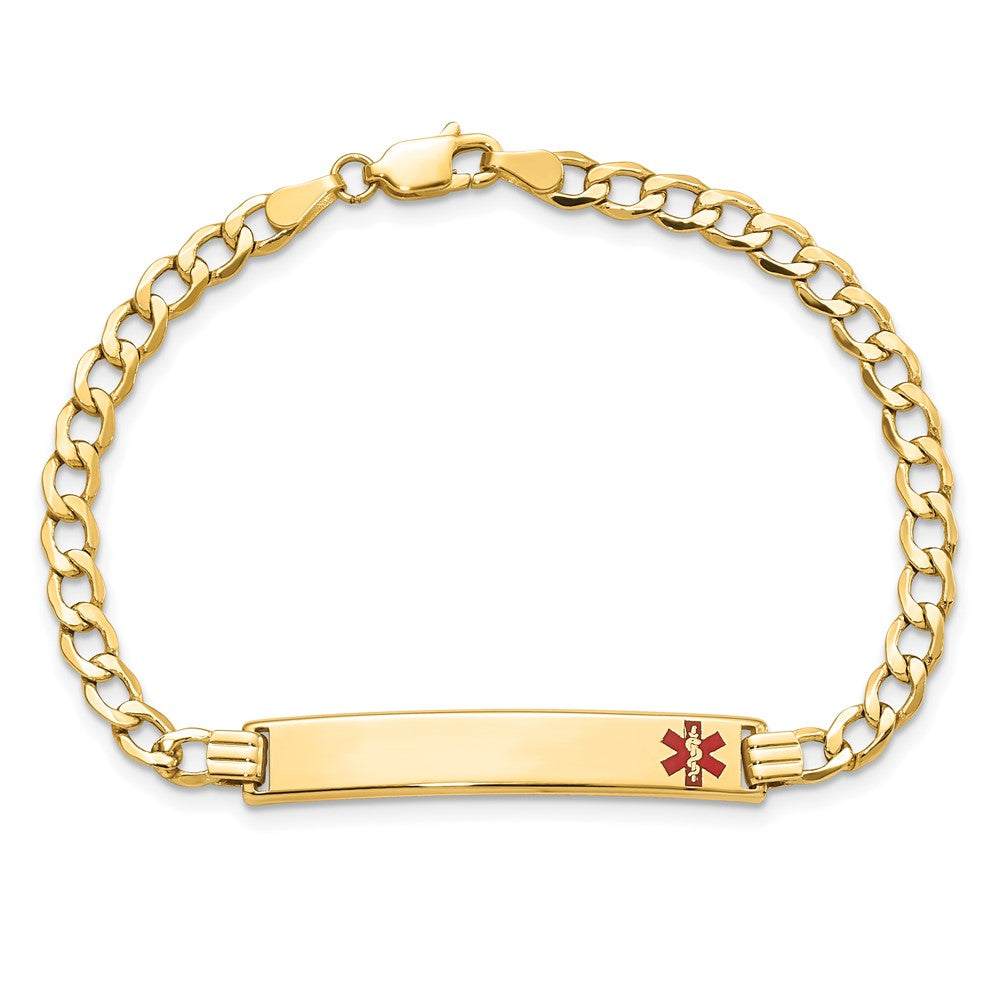 14K Halbmassiv Medizinisch Rot Emaille Panzer Glieder Id Armband