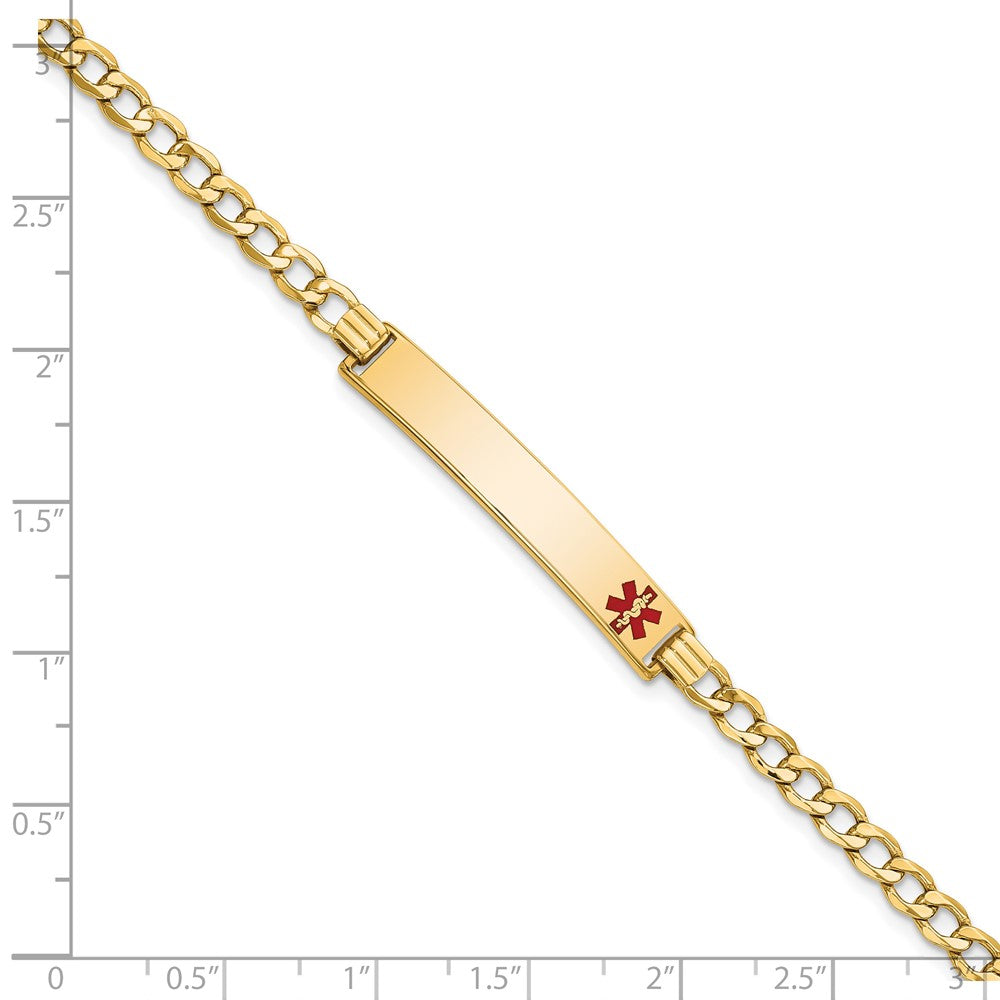 14K Halbmassiv Medizinisch Rot Emaille Panzer Glieder Id Armband