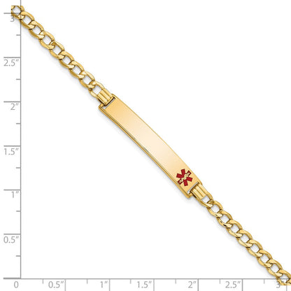 14K Halbmassiv Medizinisch Rot Emaille Panzer Glieder Id Armband