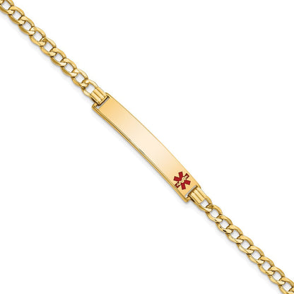 14K Halbmassiv Medizinisch Rot Emaille Panzer Glieder Id Armband