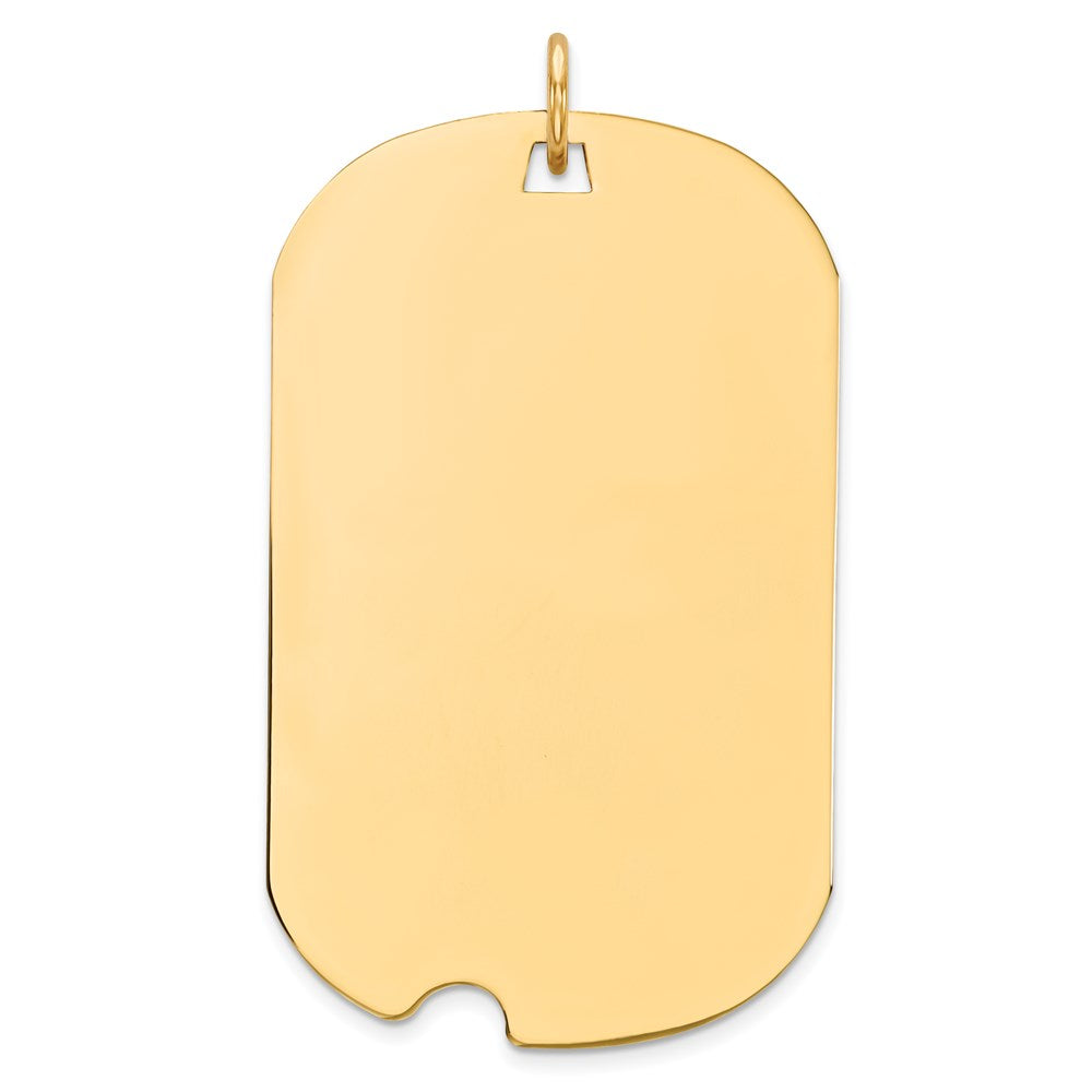 14K Gelbgold Schlicht Gravierbar Erkennungsmarke mit Notch Plättchen Charm