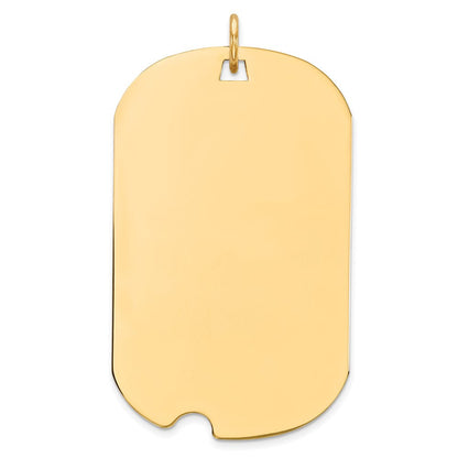 14K Gelbgold Schlicht Gravierbar Erkennungsmarke mit Notch Plättchen Charm