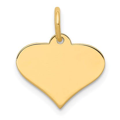 14K Gelbgold Schlicht Gravierbar Herz Plättchen Charm