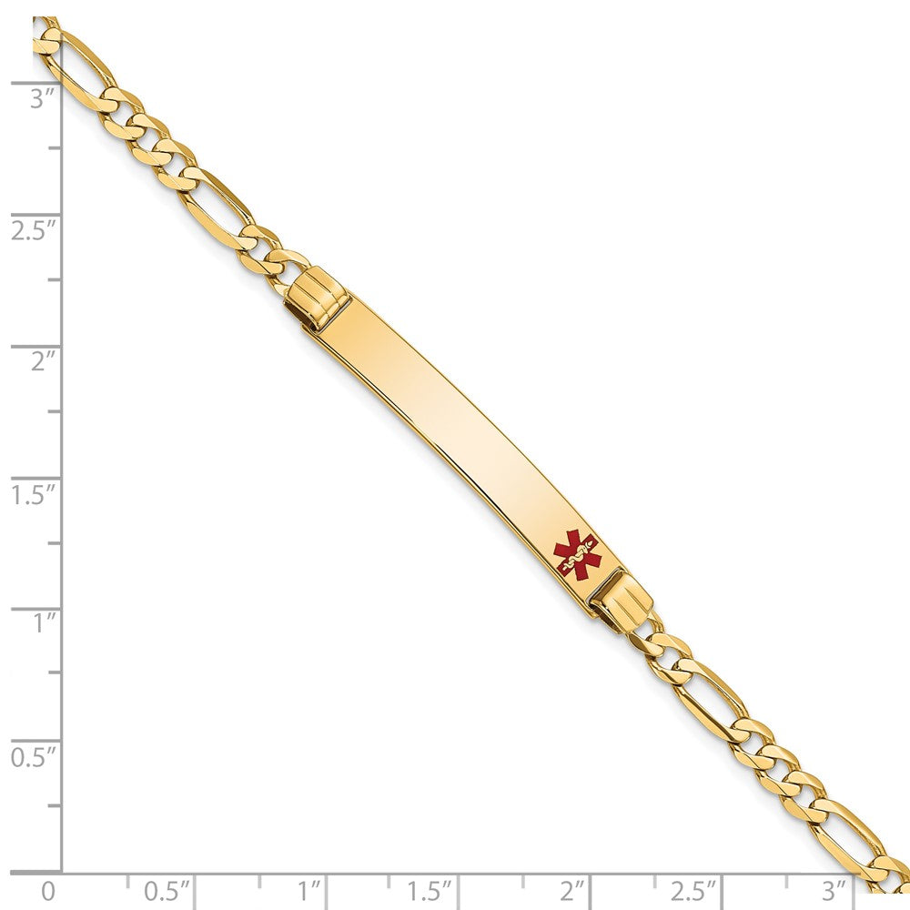 Massiv 14K Gelbgold Medizinisch Rot Emaille Figaro Id Armband