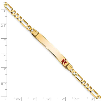 Massiv 14K Gelbgold Medizinisch Rot Emaille Figaro Id Armband