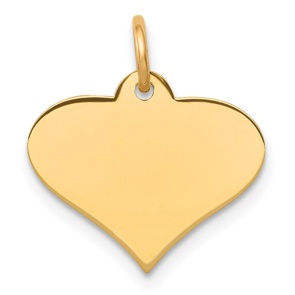 14K Gelbgold Schlicht Gravierbar Herz Plättchen Charm