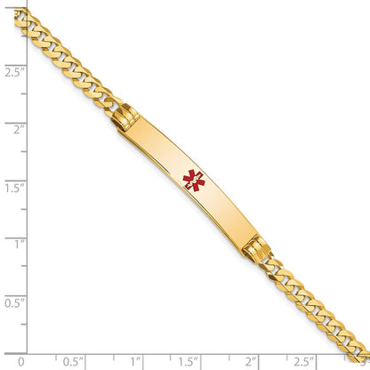 Massiv 14K Gelbgold Medizinisch Rot Emaille Panzer Glieder Id Armband