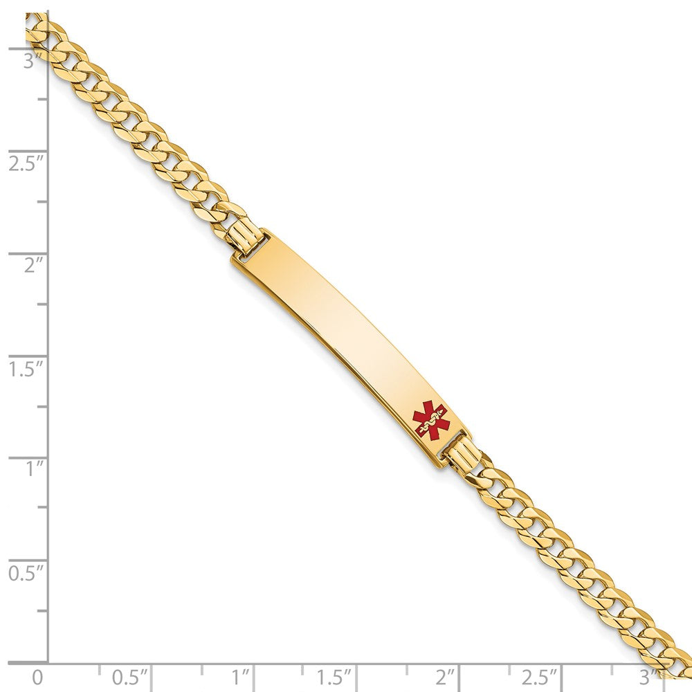 Massiv 14K Gelbgold Medizinisch Rot Emaille Panzer Glieder Id Armband