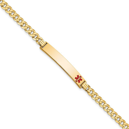 Massiv 14K Gelbgold Medizinisch Rot Emaille Panzer Glieder Id Armband
