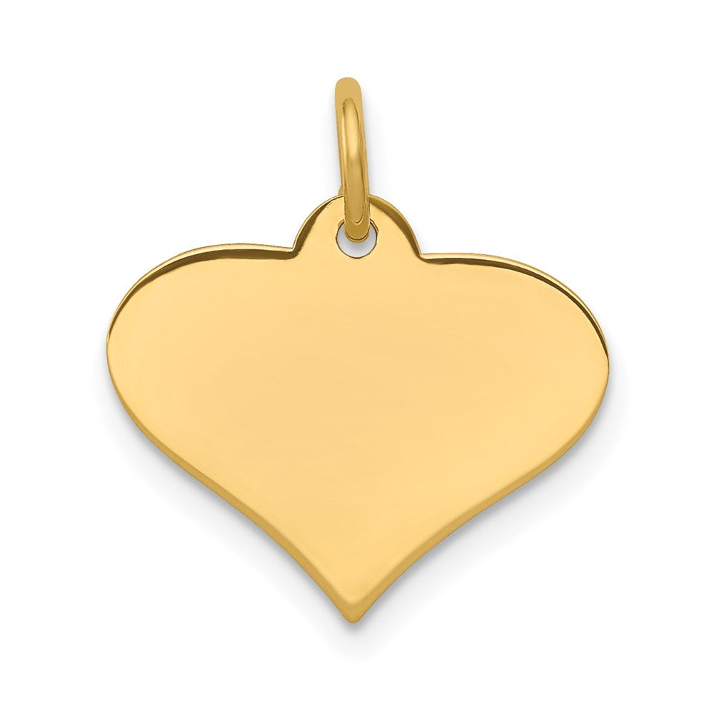 14K Gelbgold Schlicht Gravierbar Herz Plättchen Charm