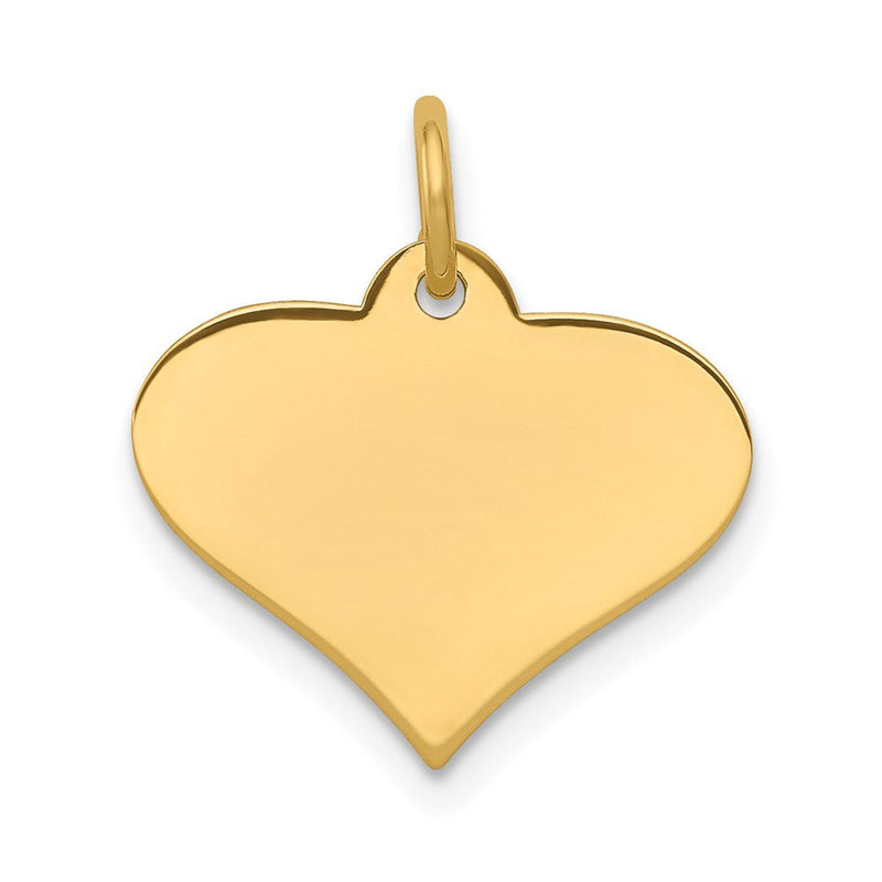 14K Gelbgold Schlicht Gravierbar Herz Plättchen Charm