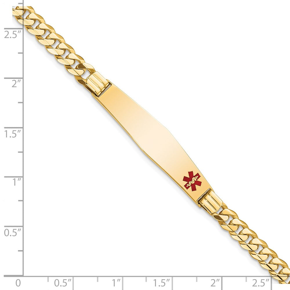 Massiv 14K Gelbgold Medizinisch Rot Emaille Panzer Glieder Id Armband