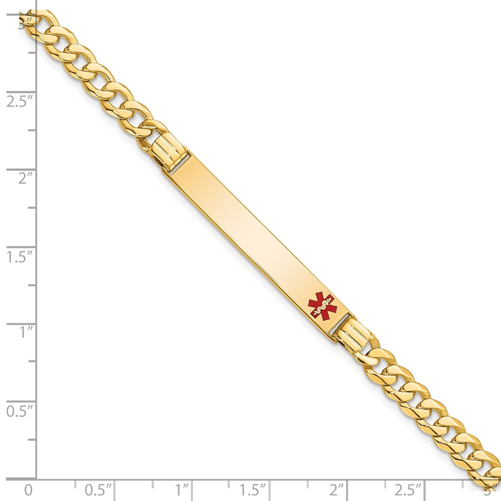 Massiv 14K Gelbgold Medizinisch Rot Emaille Panzer Glieder Id Armband
