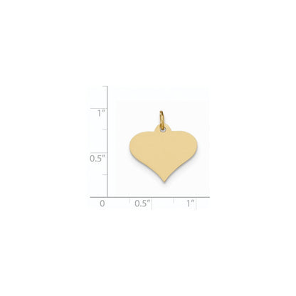 Schlichter, gravierbarer Herz-Scheiben-Charm aus 14K Gelbgold, 0,035 Gauge