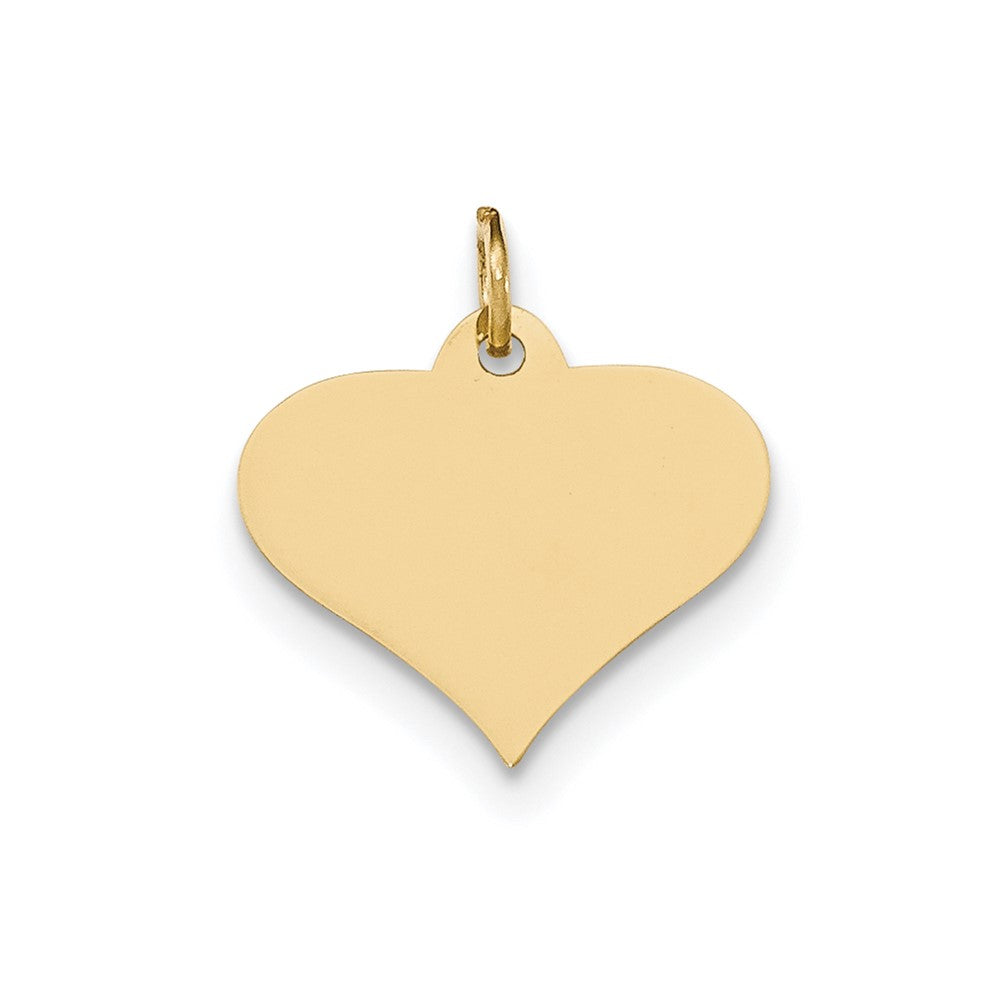 Schlichter, gravierbarer Herz-Scheiben-Charm aus 14K Gelbgold, 0,035 Gauge