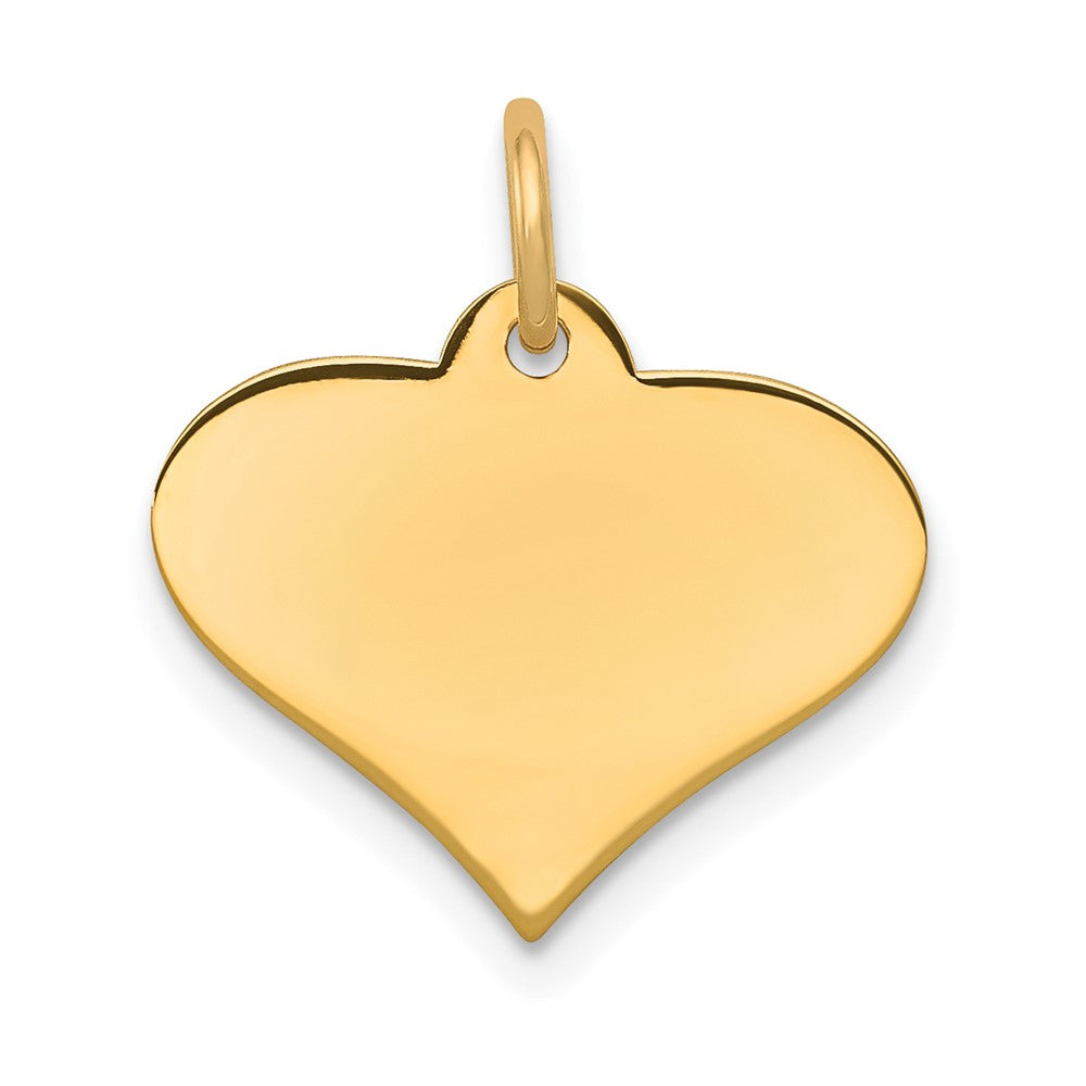 14K Gelbgold Schlicht Gravierbar Herz Plättchen Charm