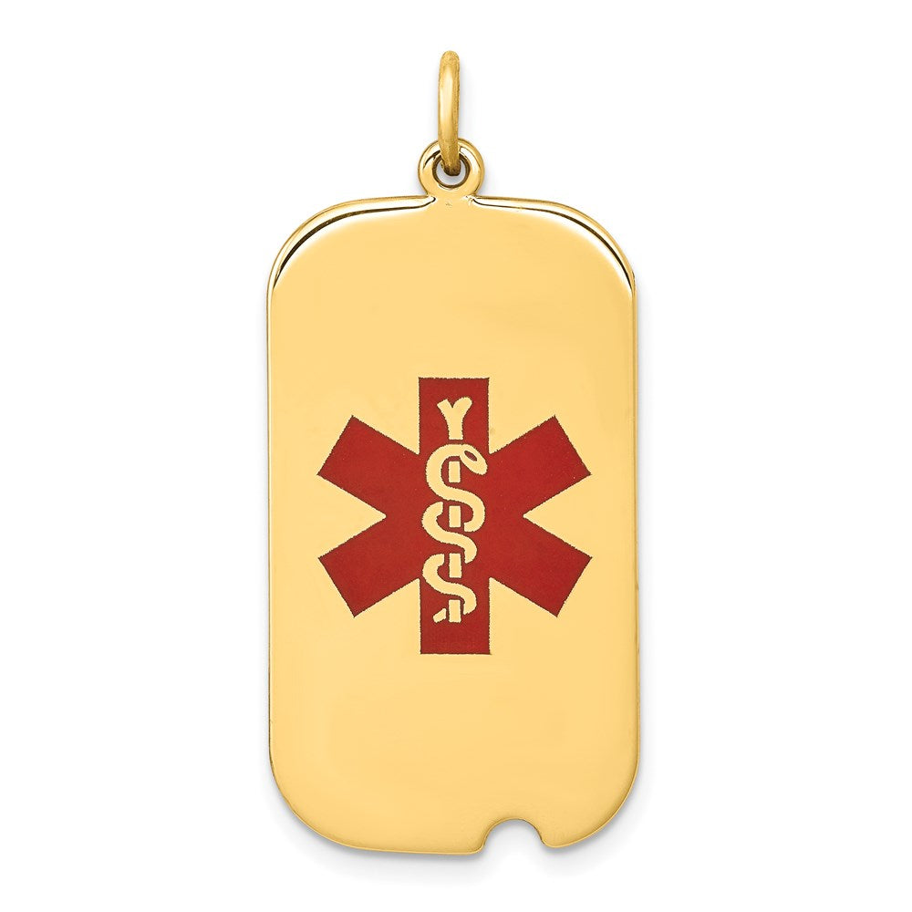 14K Gelbgold Anhänger mit rotem Emaille-Medizinschmuck-Symbol
