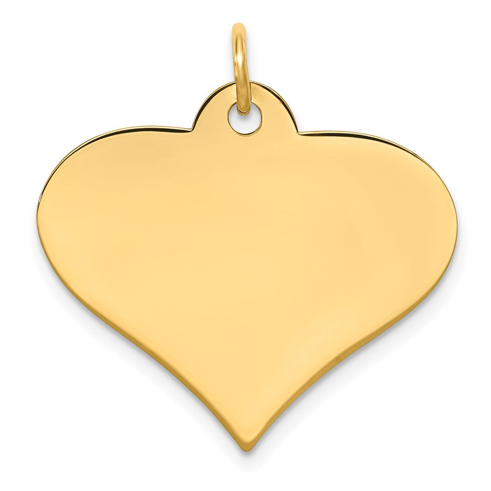 14K Gelbgold Schlicht Gravierbar Herz Plättchen Charm