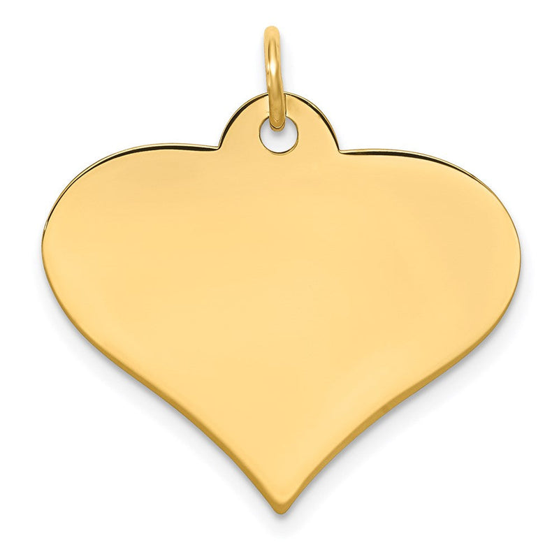14K Gelbgold Schlicht Gravierbar Herz Plättchen Charm