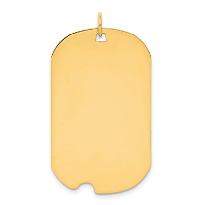 14K Gelbgold Schlicht Gravierbar Erkennungsmarke mit Notch Plättchen Charm