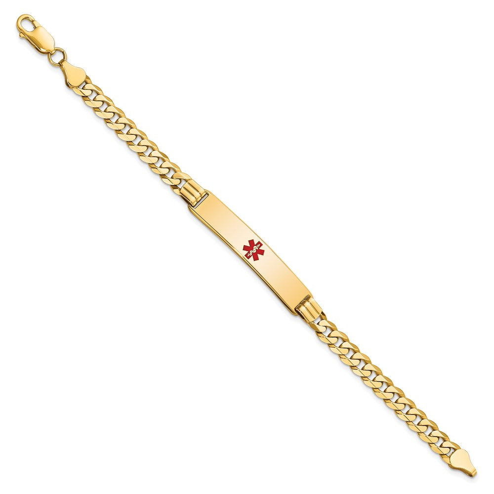 Massiv 14K Gelbgold Medizinisch Rot Emaille Panzer Glieder Id Armband