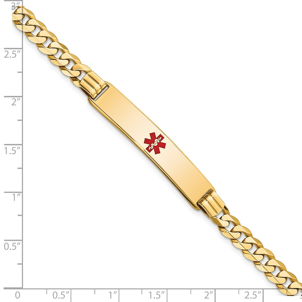 Massiv 14K Gelbgold Medizinisch Rot Emaille Panzer Glieder Id Armband