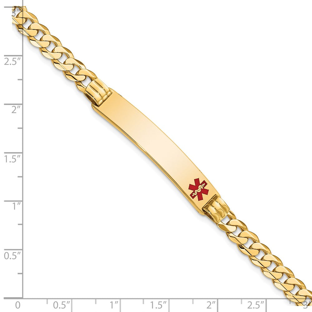 Massiv 14K Gelbgold Medizinisch Rot Emaille Panzer Glieder Id Armband