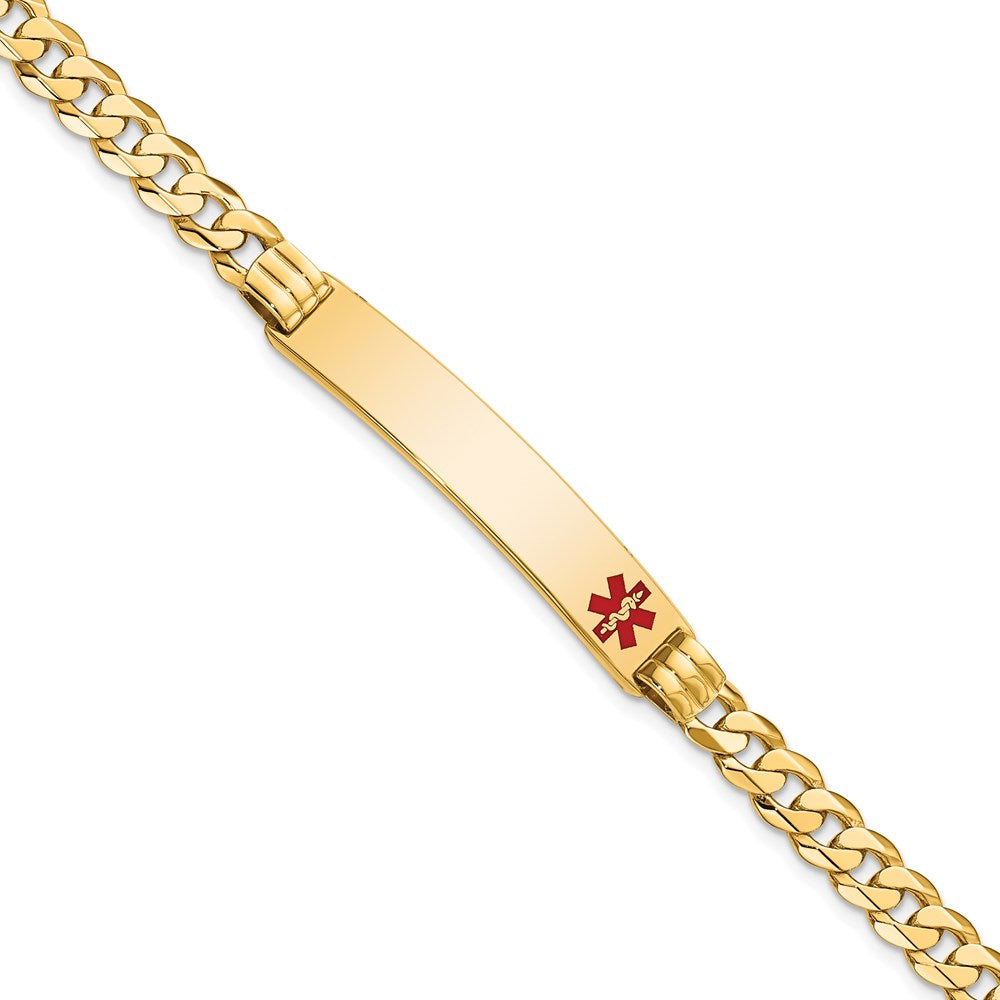 Massiv 14K Gelbgold Medizinisch Rot Emaille Panzer Glieder Id Armband
