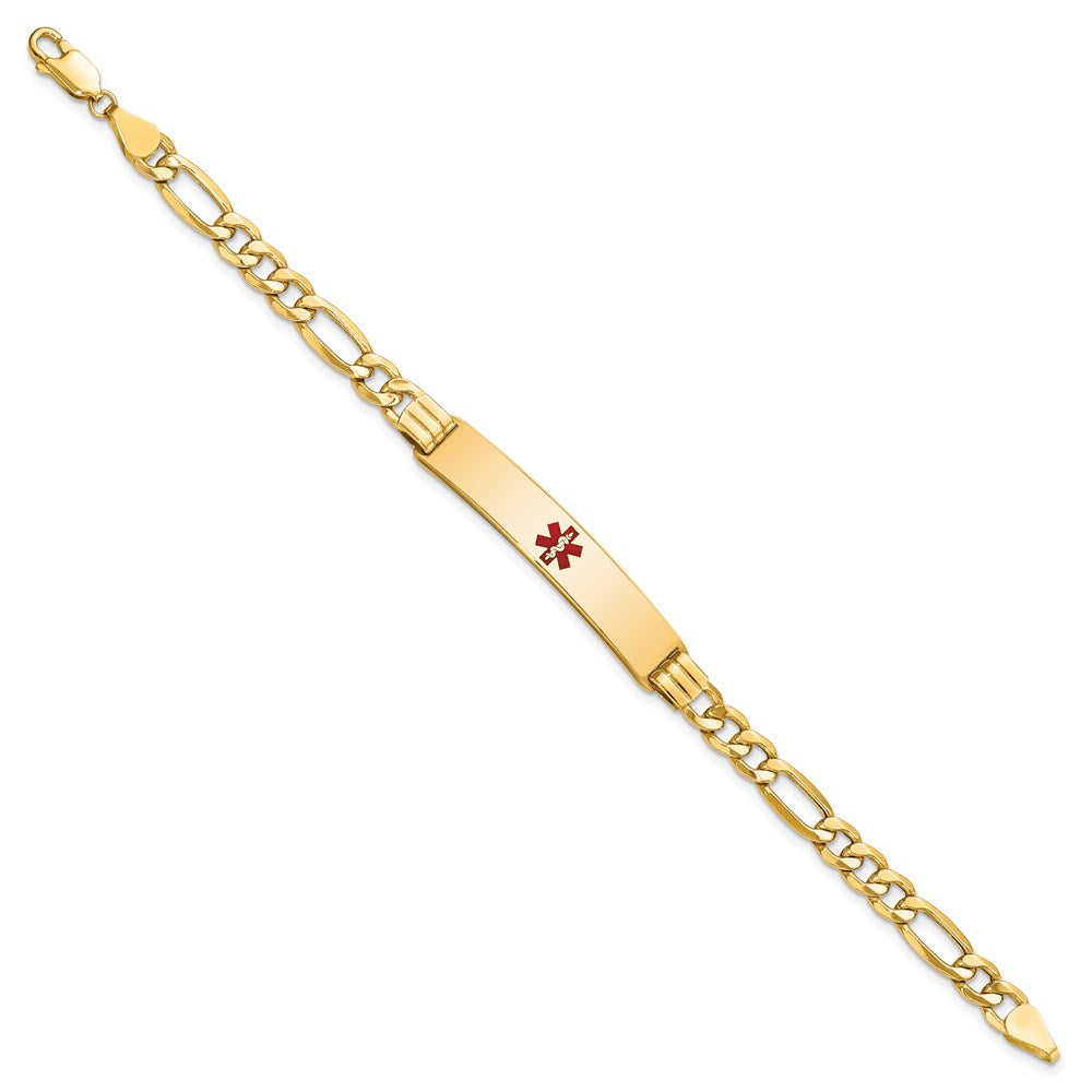 14K Halbmassiv Medizinisch Rot Emaille Figaro Glieder Id Armband