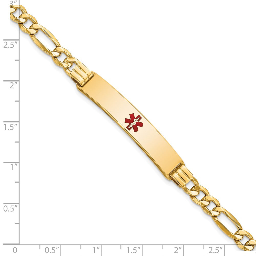 14K Halbmassiv Medizinisch Rot Emaille Figaro Glieder Id Armband