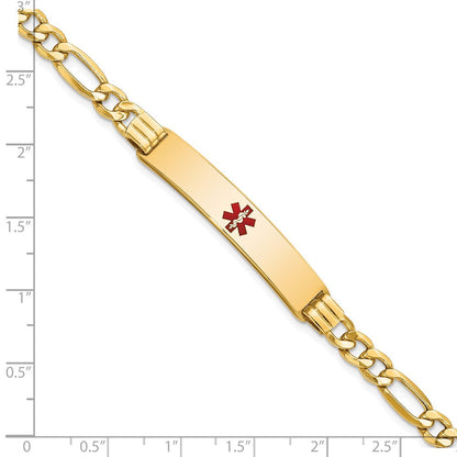 14K Halbmassiv Medizinisch Rot Emaille Figaro Glieder Id Armband