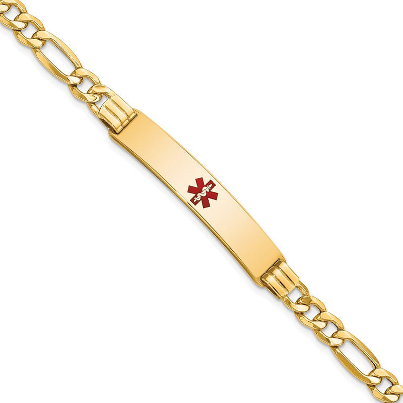 14K Halbmassiv Medizinisch Rot Emaille Figaro Glieder Id Armband