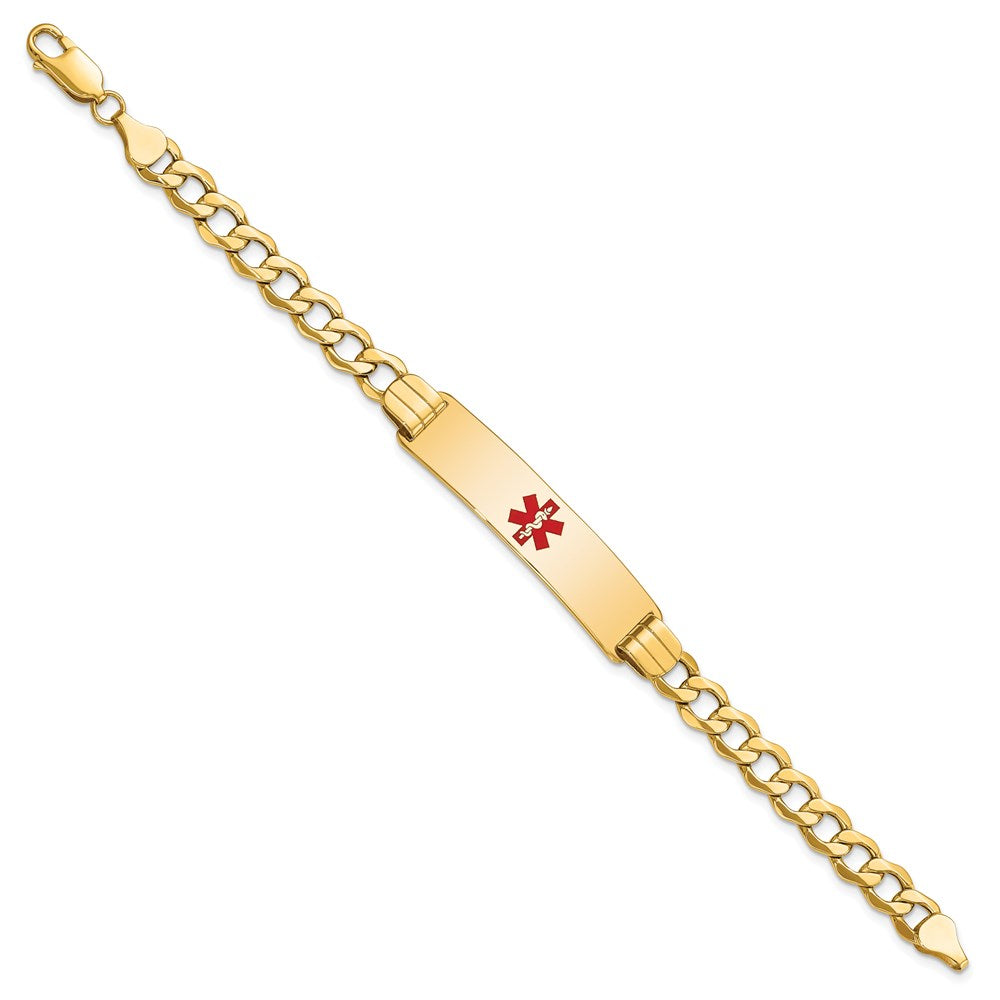 14K Halbmassiv Medizinisch Rot Emaille Panzer Glieder Id Armband