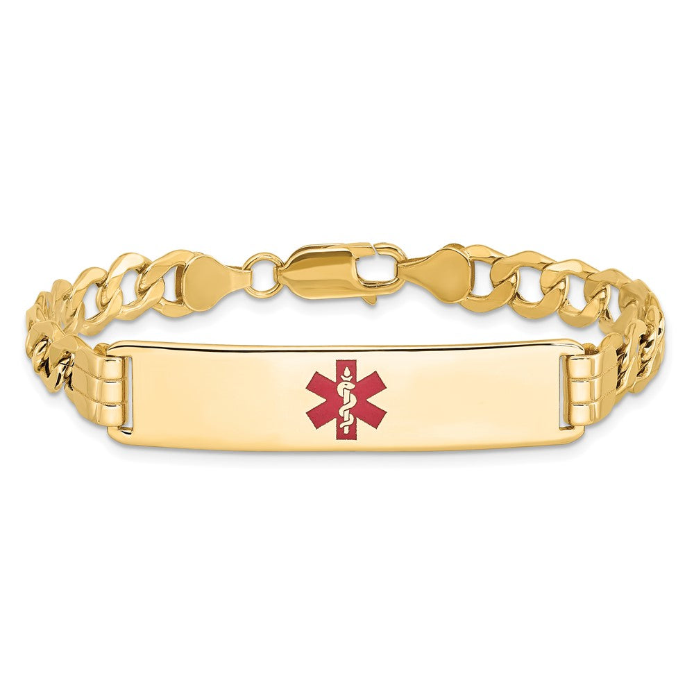 14K Halbmassiv Medizinisch Rot Emaille Panzer Glieder Id Armband