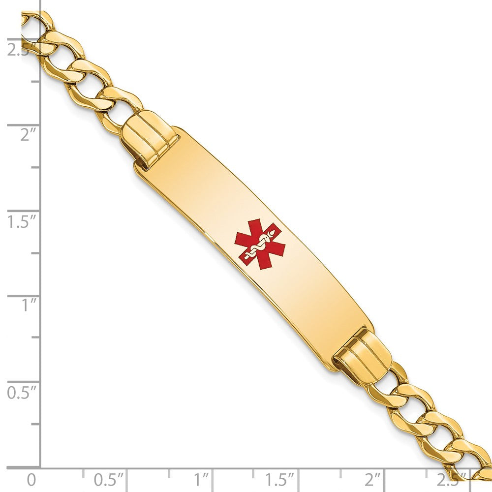14K Halbmassiv Medizinisch Rot Emaille Panzer Glieder Id Armband