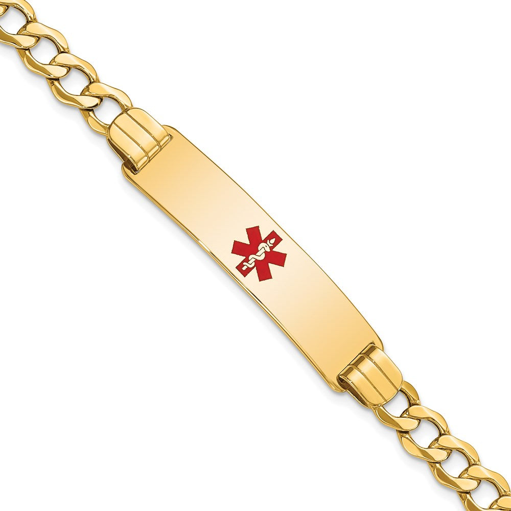 14K Halbmassiv Medizinisch Rot Emaille Panzer Glieder Id Armband