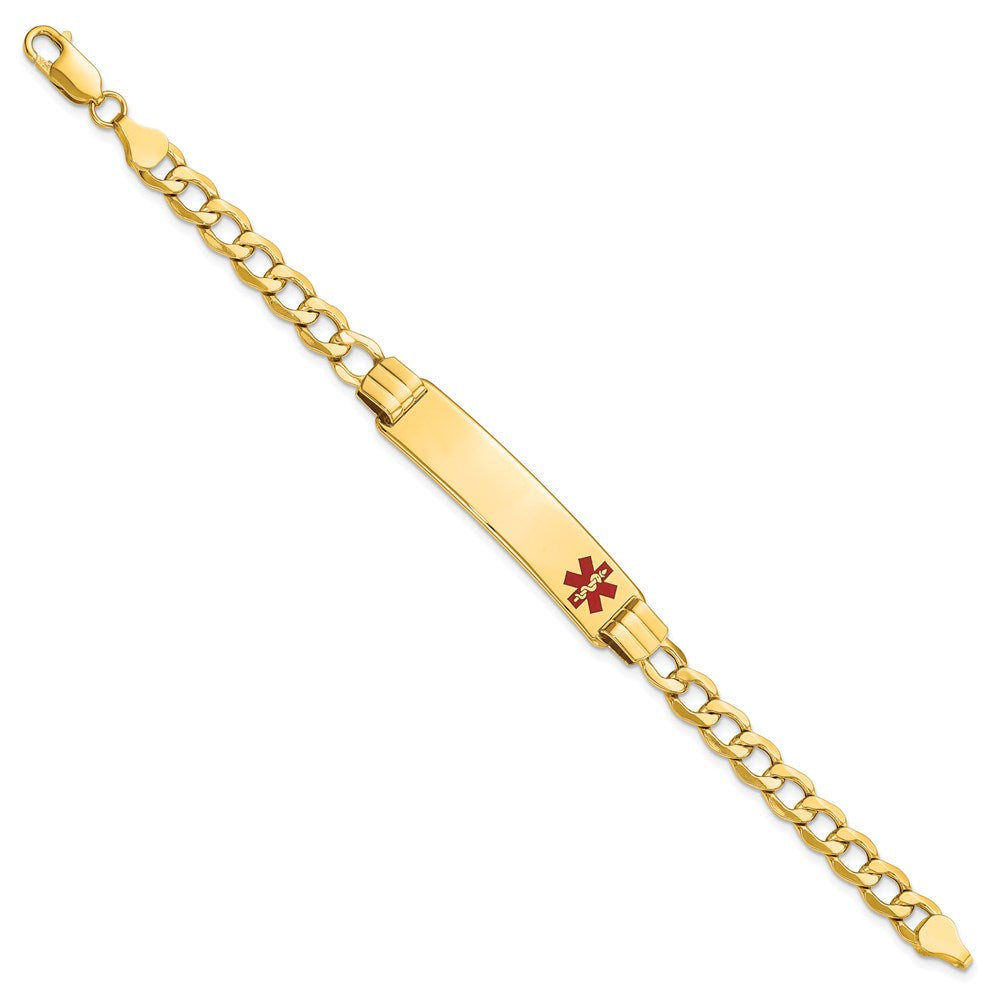 14K Halbmassiv Medizinisch Rot Emaille Panzer Glieder Id Armband