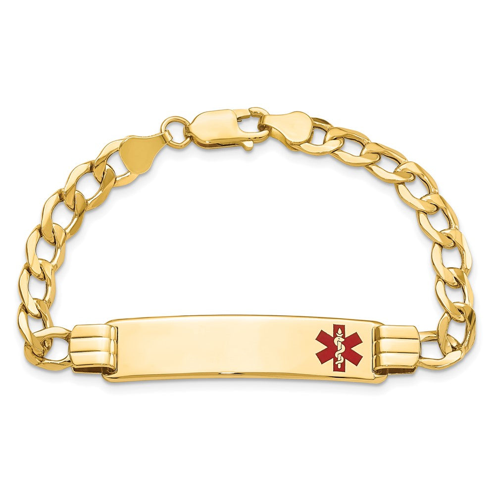 14K Halbmassiv Medizinisch Rot Emaille Panzer Glieder Id Armband