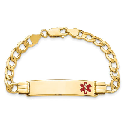 14K Halbmassiv Medizinisch Rot Emaille Panzer Glieder Id Armband