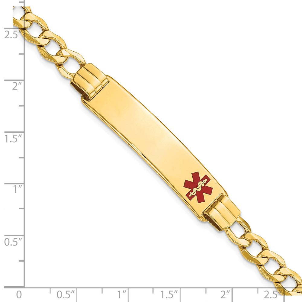 14K Halbmassiv Medizinisch Rot Emaille Panzer Glieder Id Armband