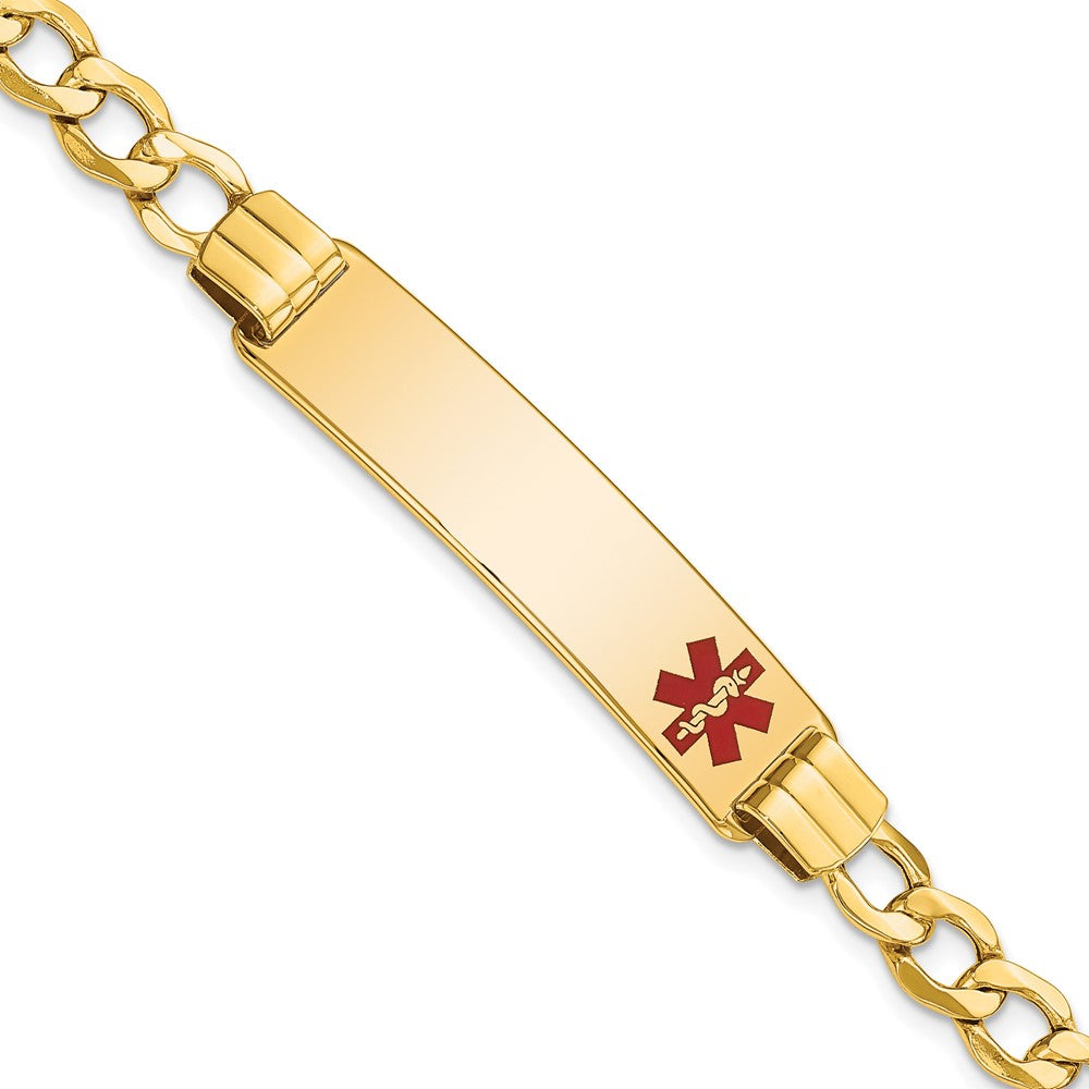 14K Halbmassiv Medizinisch Rot Emaille Panzer Glieder Id Armband
